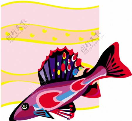 五彩小鱼水生动物矢量素材EPS格式0623