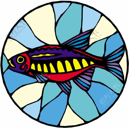 五彩小鱼水生动物矢量素材EPS格式0683