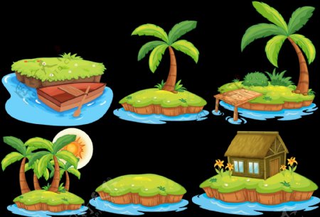 小岛棕榈树椰子树免抠png透明图层素材