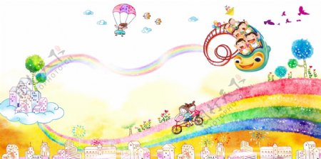 可爱卡通人物彩虹儿童节