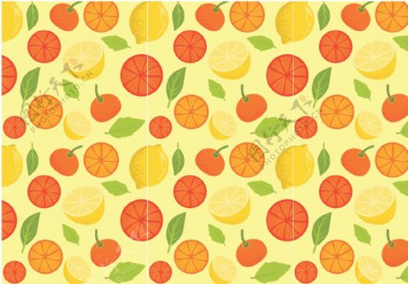 清新手绘橘子水果背景素材