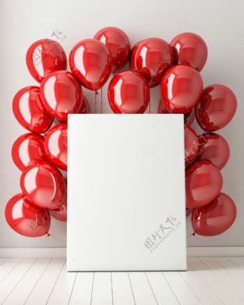 红色气球与白色画板