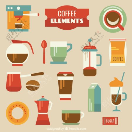 14款创意咖啡元素矢量素材
