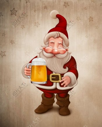 喝啤酒的圣诞老人图片