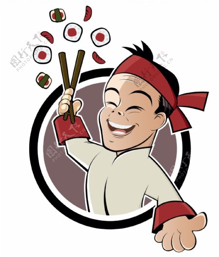 圆环和做寿司的厨师插画