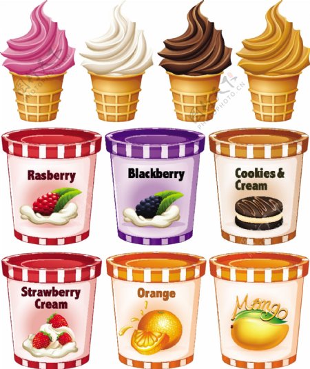 不同口味的冰淇淋和酸奶插图