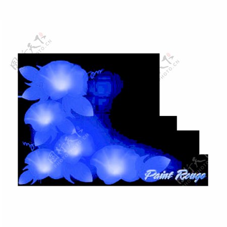 梦幻蓝色花朵元素
