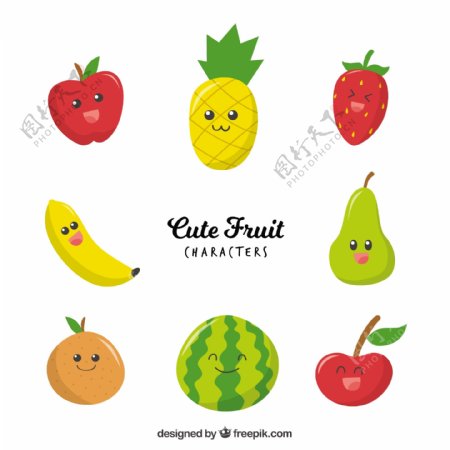 各种可爱的水果人物表情图标