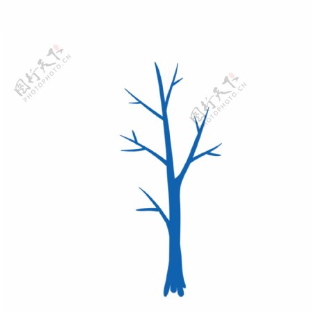 蓝色树枝剪影