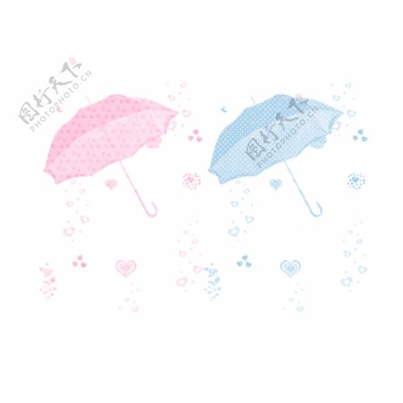 唯美粉色蓝色雨伞