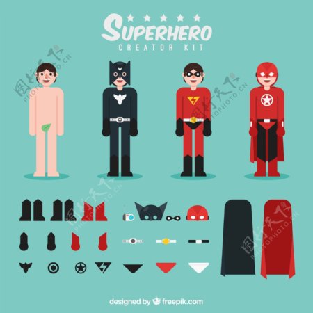 超级英雄搭配不同的衣服图片