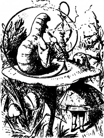 爱丽丝在蜗杆蘑菇剪贴画