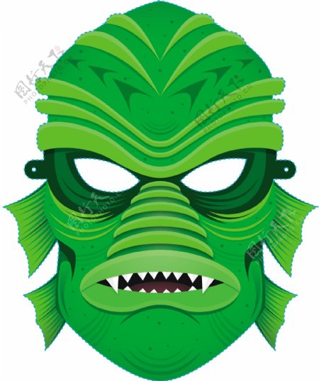 绿色水生怪物面具