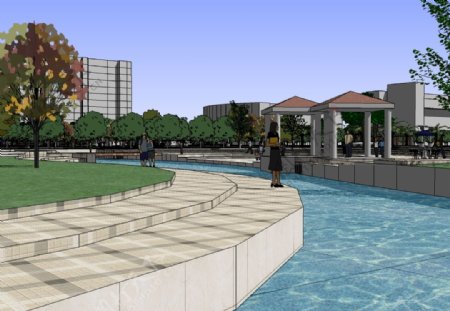 沿河广场景观模型