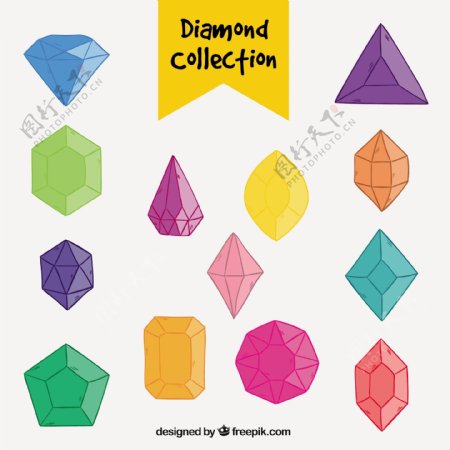 彩色手绘钻石系列