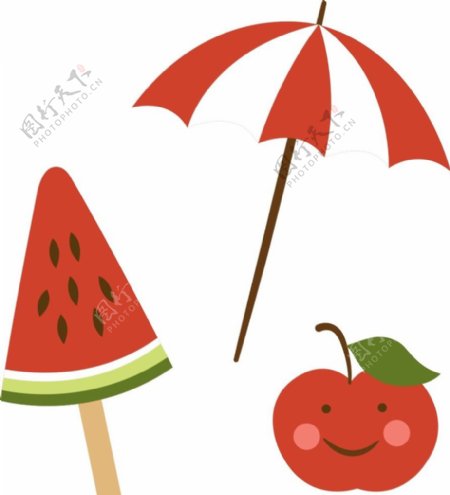 西瓜苹果雨伞
