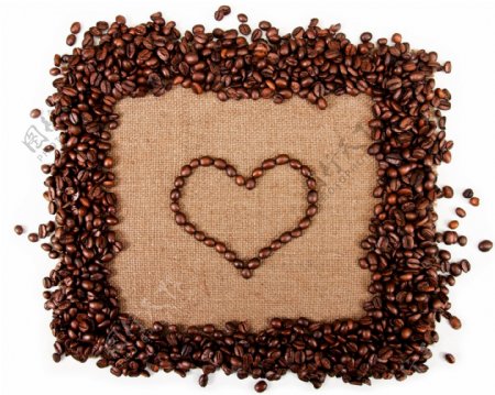 咖啡豆边框爱心图片