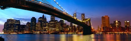 桥梁和城市夜景图片
