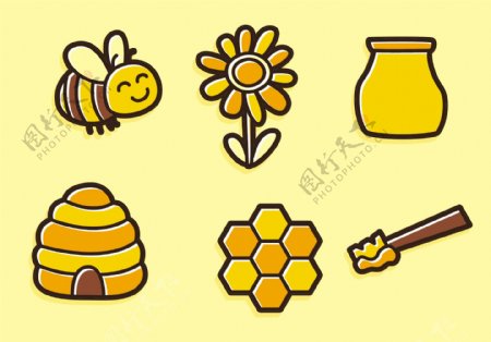 卡通蜜蜂蜂蜜素材