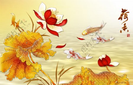 花瓣装饰金色元素背景墙