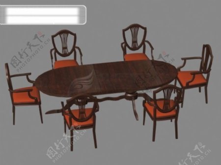 3d欧式桌椅组合