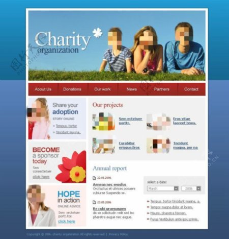 慈善机构网页psd模板