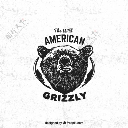 黑色北美洲灰熊标志