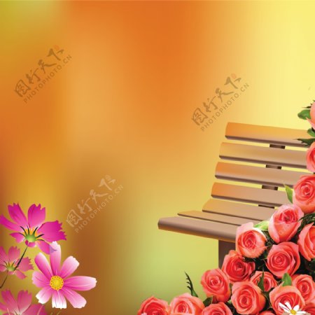 花朵玫瑰花椅子素材