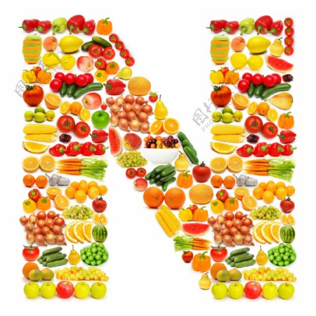 水果蔬菜组成的N图片