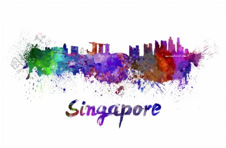 水彩新加坡城市插画