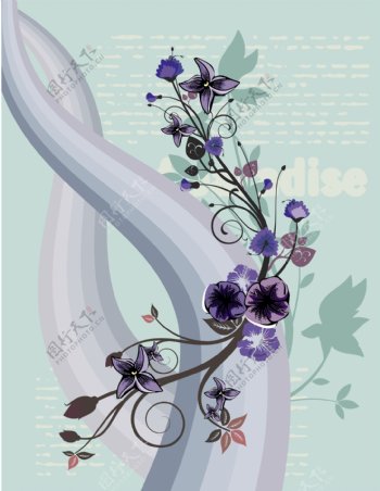 丝带花卉元素背景设计