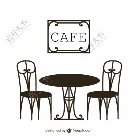 创意黑色咖啡馆桌椅