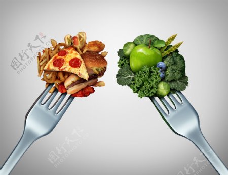 健康食物与垃圾食品图片
