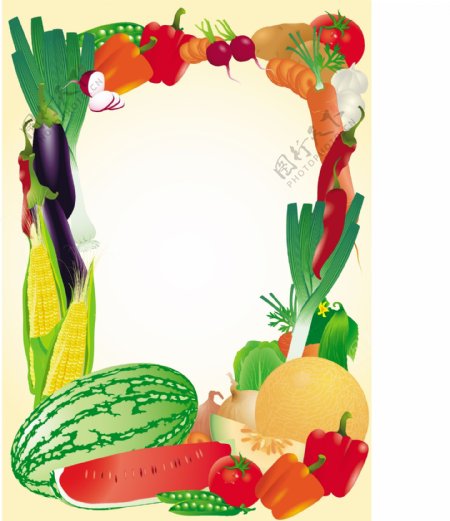 新鲜蔬菜矢量框架