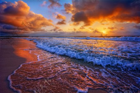 落日沙滩风景图片