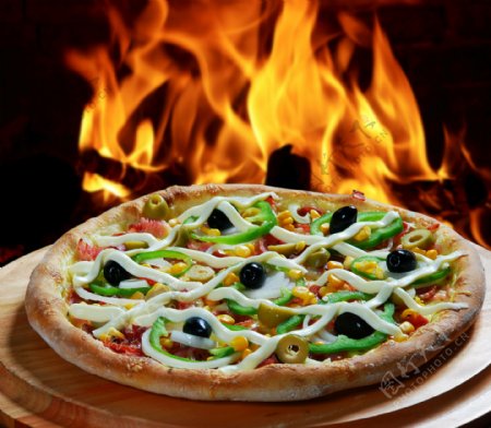 火烤必胜客披萨西餐美食图片