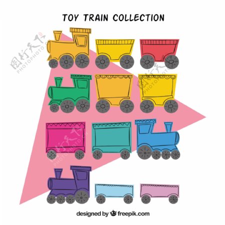 手绘卡通火车玩具矢量素材