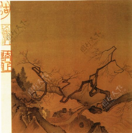 策杖探梅图山水画中国古画0147