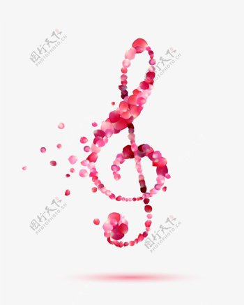 粉色音乐符号矢量海报设计素材