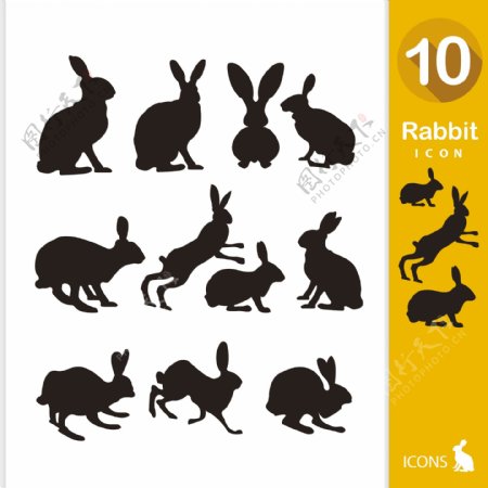 兔子剪影图案集合