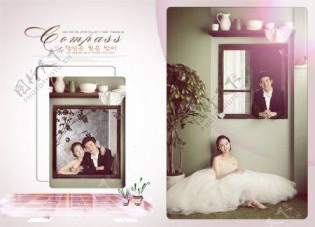 韩式幸福跨页婚纱模板PSD模板