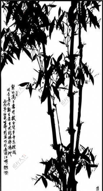 中国画水墨风格竹子竹叶竹的矢量素材AI格式02