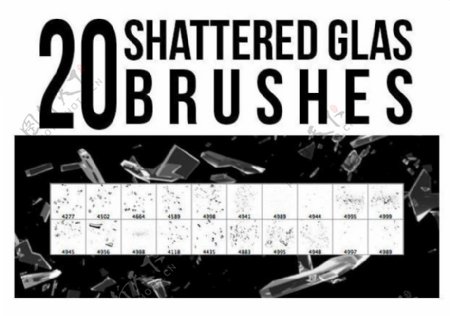 20种玻璃碎片破碎碎玻璃Photoshop笔刷素材