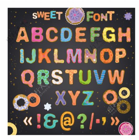 26个饼干大写字母设计矢量素材