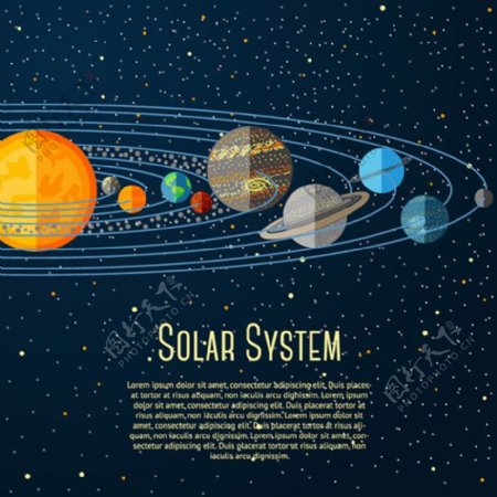 卡通太阳系设计矢量素材
