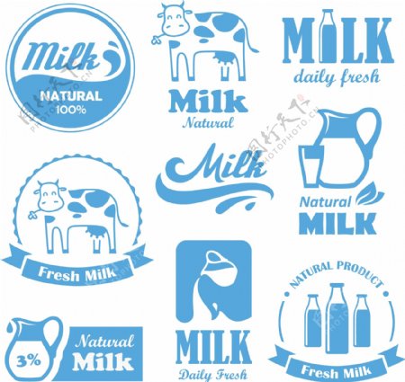 卡通牛奶图标设计