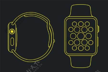 简单的苹果手表线框