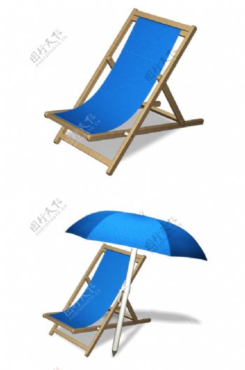 太阳伞和沙滩椅高清