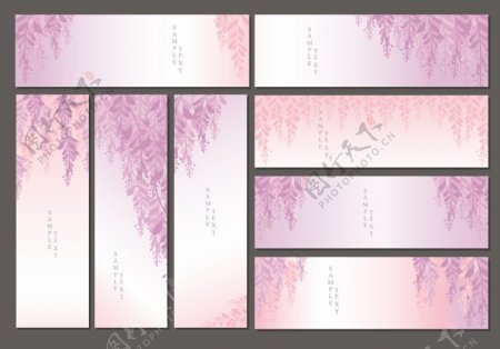 唯美梦幻紫藤花花卉背景横幅素材