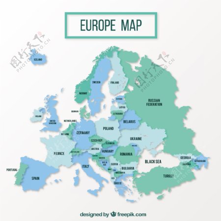 欧洲政区地图矢量设计素材